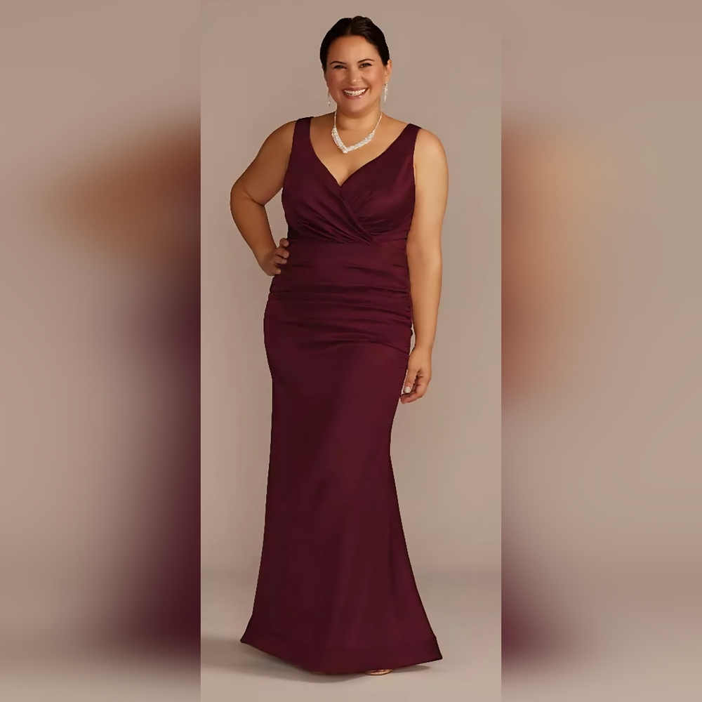Stretch Satin Ruched Mermaid Dress